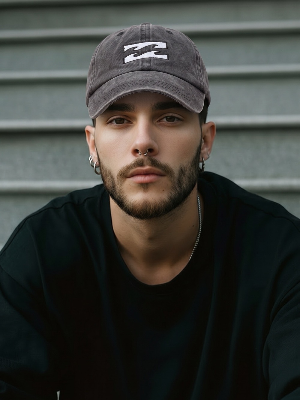 Gray and White baseball cap, vintage look, unisex